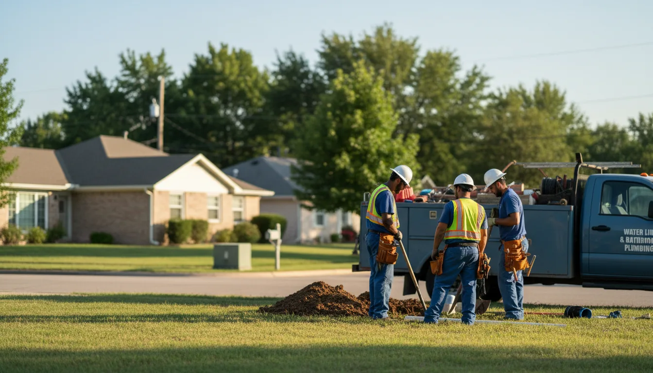 Residential water line and bathroom plumbing service in Higgins, TX